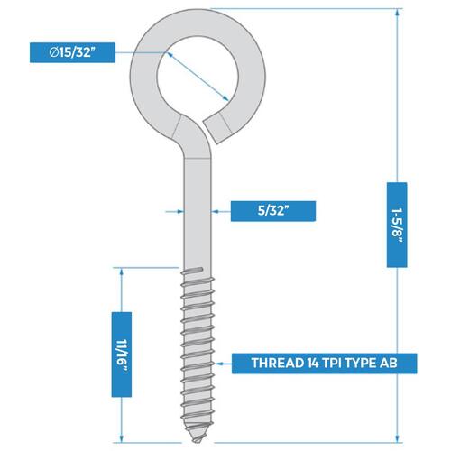 Screw Eye 1-5/8" L Storm Shine Steel 30 lb Storm Shine Black