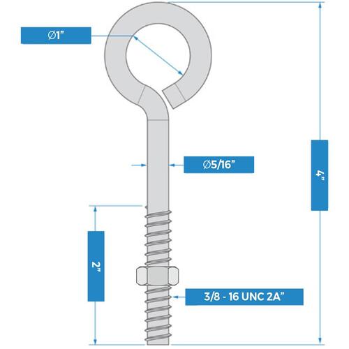 Eye Bolt 3/8" D X 4" L Storm Shine Steel 160 lb Storm Shine Black