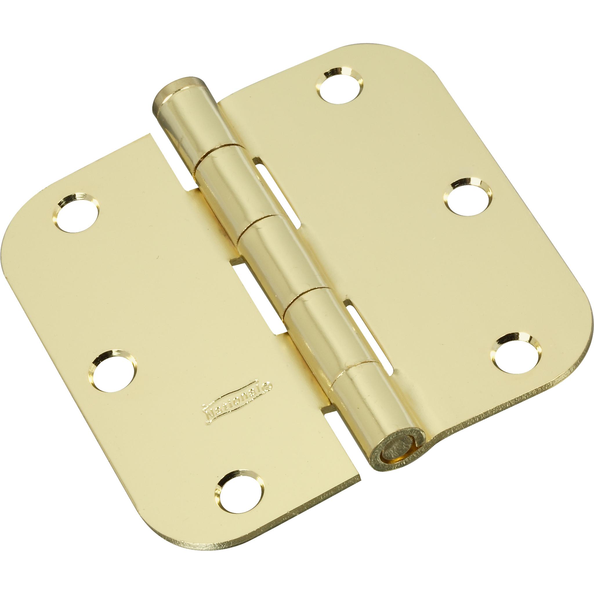 National Hardware N830-206 3-1/2 In. x 5/8 In. Radius Polished Brass Door Hinge