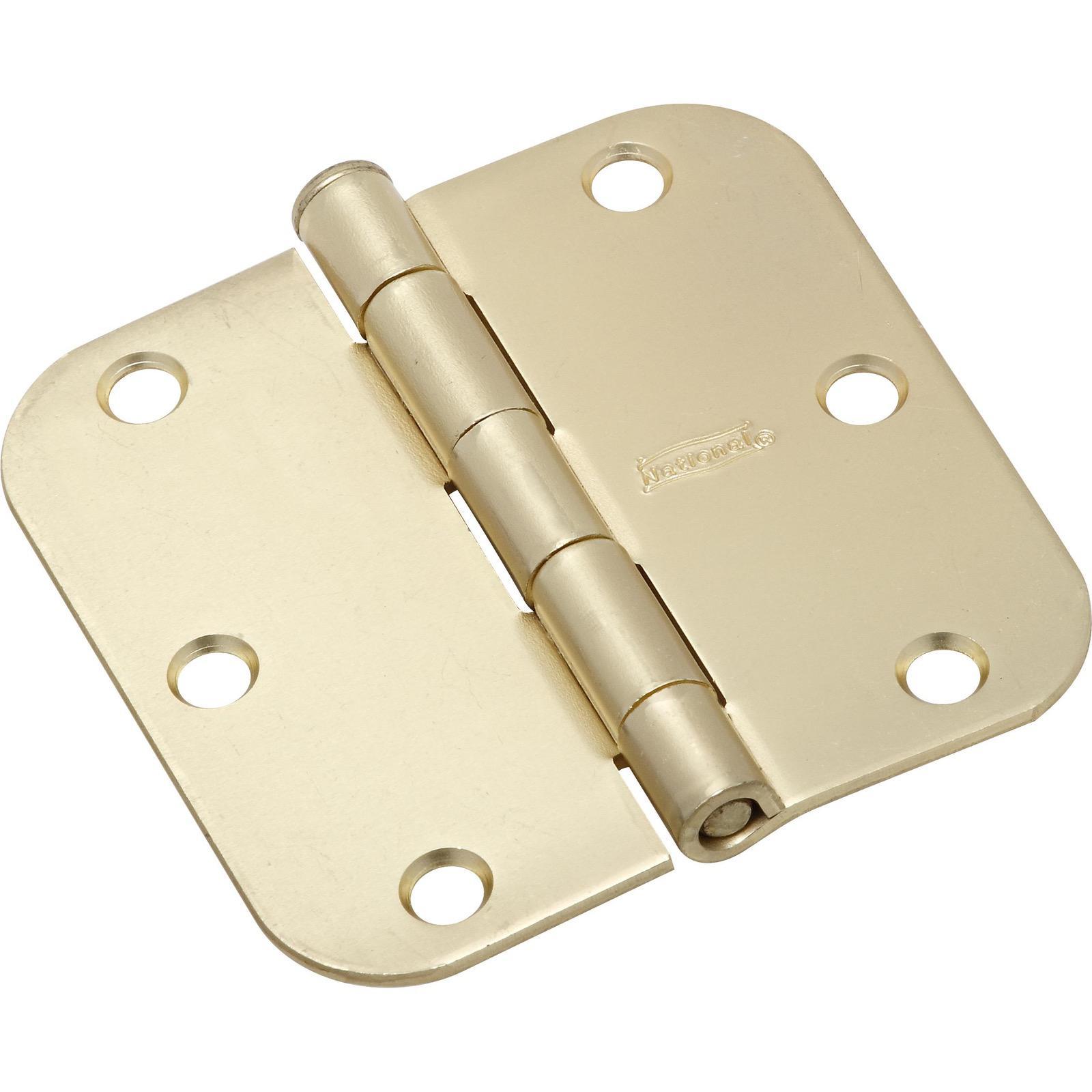 National Hardware N830-224 Door Hinge, Interior, Round-Edge, Satin Brass, 3-1/2 In.