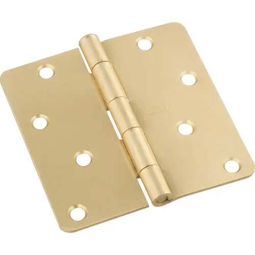 4 In. x 1/4 In. Radius Satin Brass Door Hinge