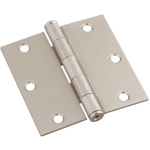 Door Hinge, Interior, Square-Edge, Satin Nickel, 3 In.