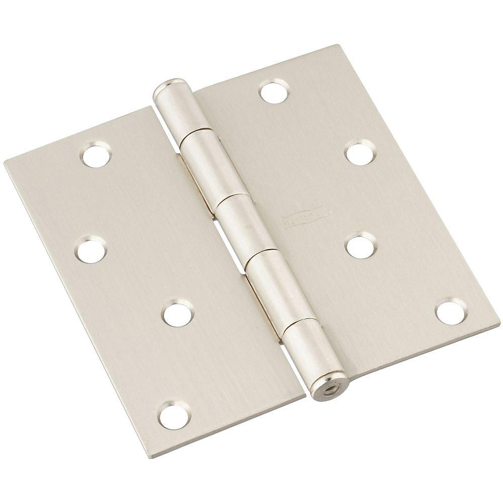 National Hardware N830-249 Door Hinge, Interior, Square-Edge, Satin Nickel, 4 In.