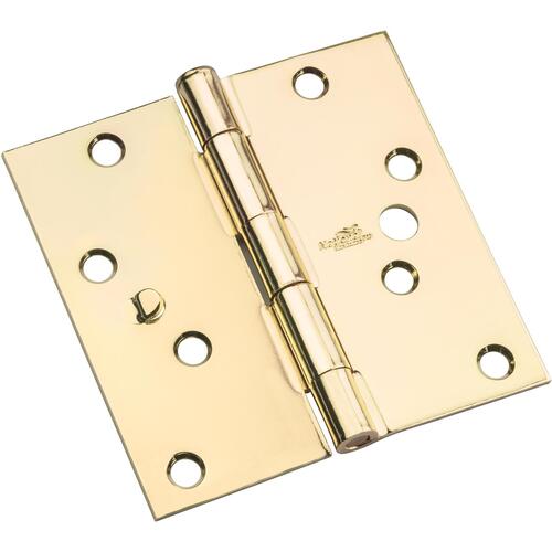 512 Series Door Hinge, 4 in H Frame Leaf, Steel, Bright Brass, Flush, Removable Pin, 55 lb - pack of 15