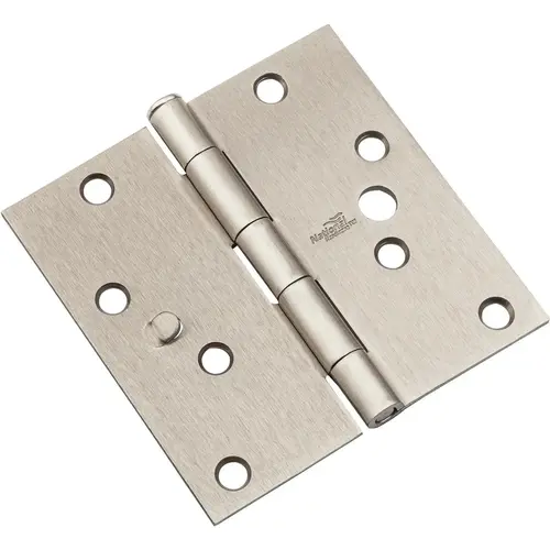 V512 4" SQR Hinge with Security Stud - pack of 3 - Satin Nickel