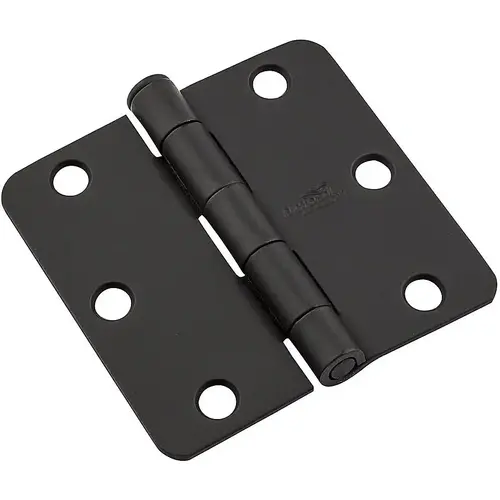 Door Hinge, 1/4 In. Round Corners, Black, 3 In.