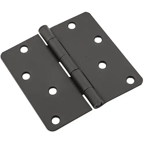 Door Hinge, 1/4 In. Round Corners, Black, 4 In.