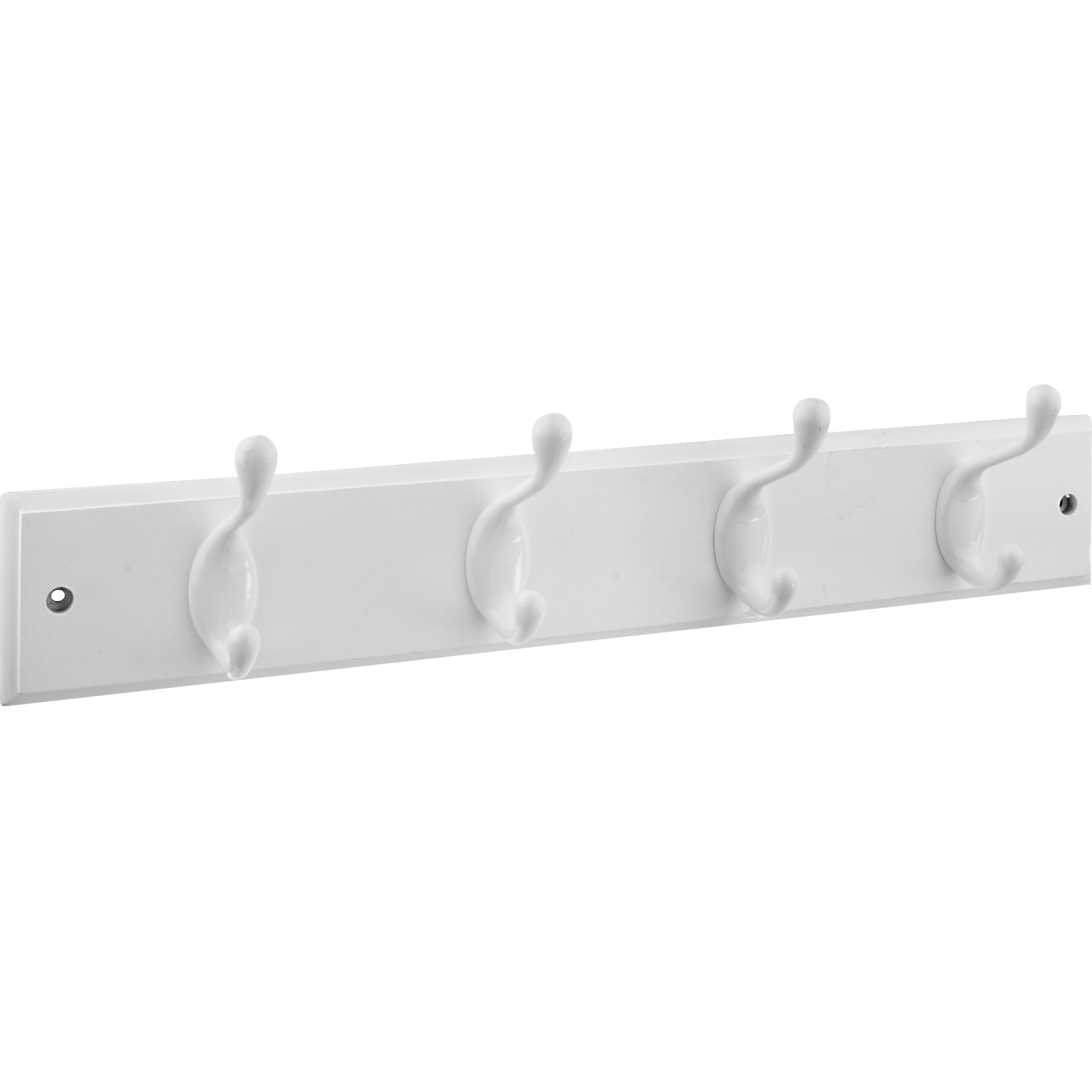 National Hardware S813-014 DPV8170 18" x 2-3/4" x 5/8" Hookrail with 4 Coat Hooks - White with White Rail