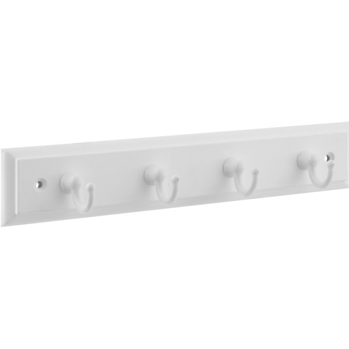 B8175 8-3/4" x 7/10" x 2/5" Keytidy with 4 Key Hooks - White with White Rail