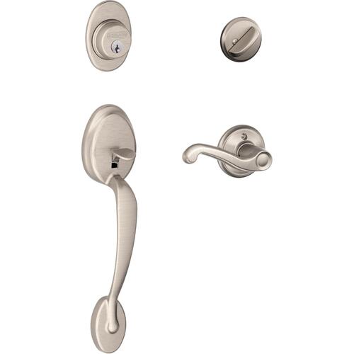F60GPLY619FLA Plymouth Handleset with Flair - Satin Nickel