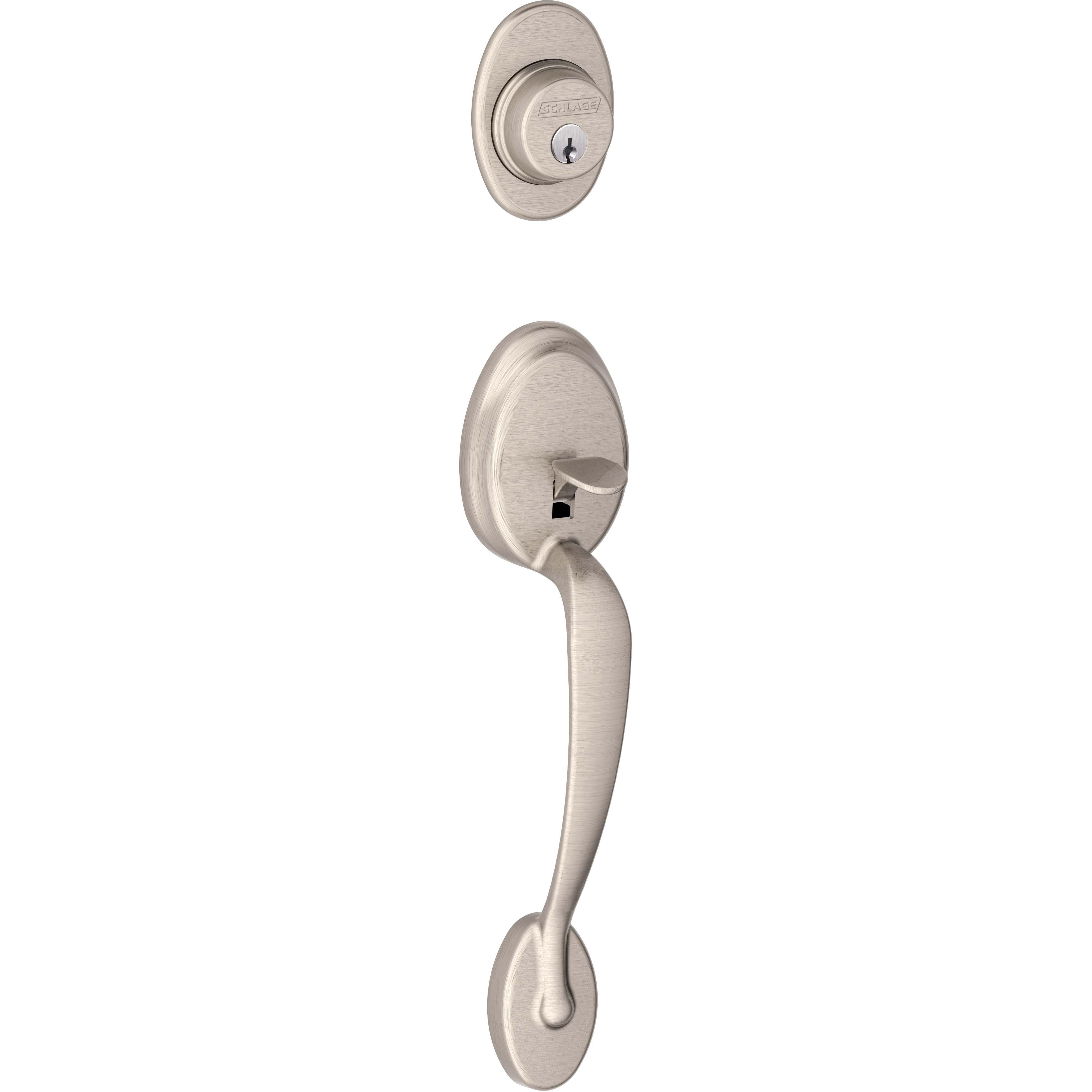 Schlage Residential F58 PLY 619 F58PLY619 Plymouth Handleset for F59 Trims - Satin Nickel