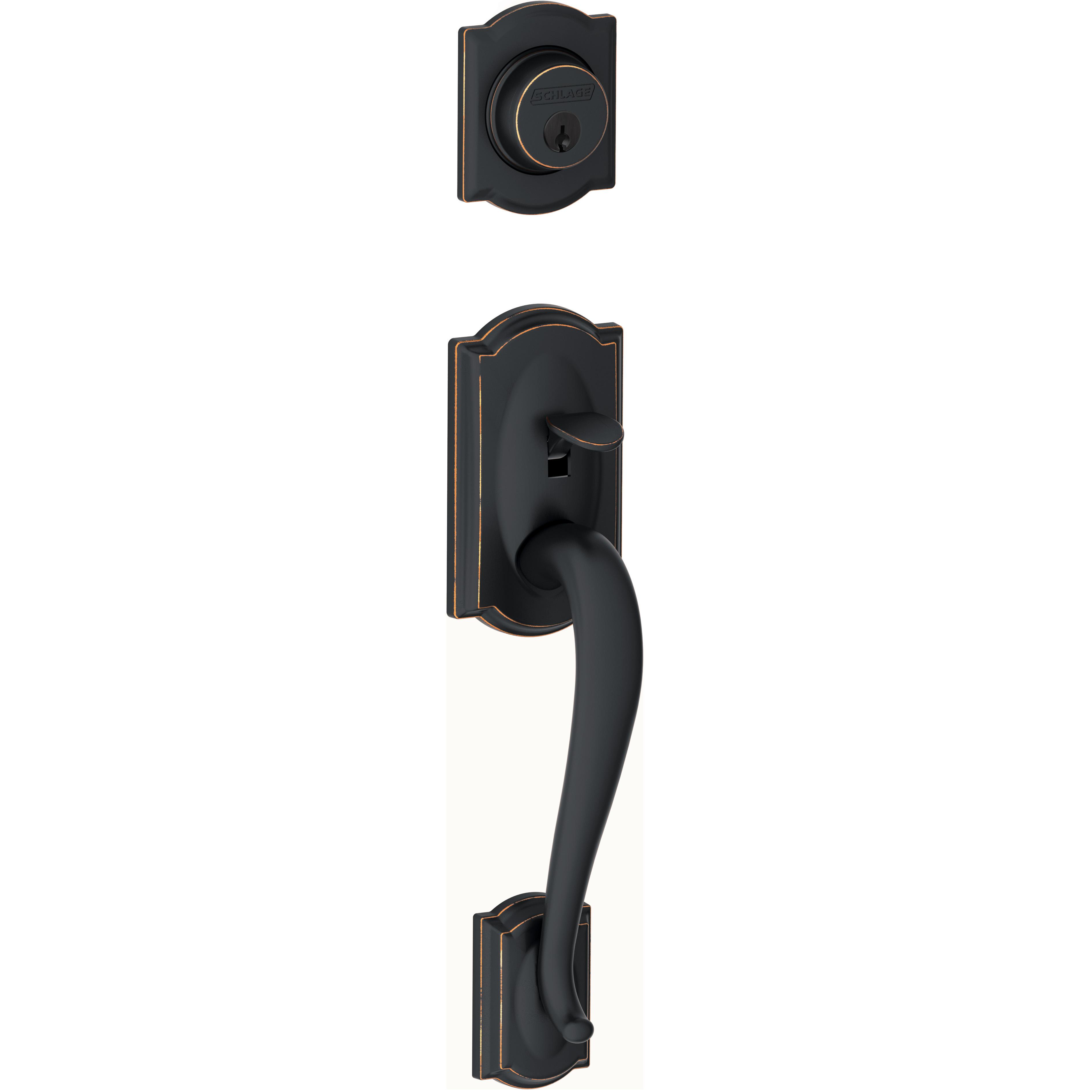 Schlage Residential F58 CAM 716 F58CAM716 Camelot Handleset for F59 Trims - Aged Bronze