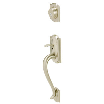 Schlage Residential F58 CAM 619 F58CAM619 Camelot Handleset for F59 Trims - Satin Nickel