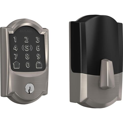 Schlage Residential BE499CAM619 BE499WBVCAM619 12-351 10-116 KD Camelot Encode Plus 1-Cyl Deadbolt - Satin Nickel
