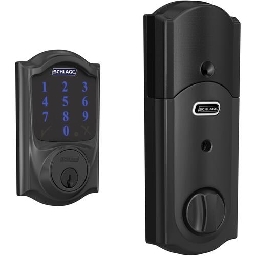 BE469ZPCAM622 12-342 10-116 Camelot Connect with Alarm Deadbolt - Matte Black