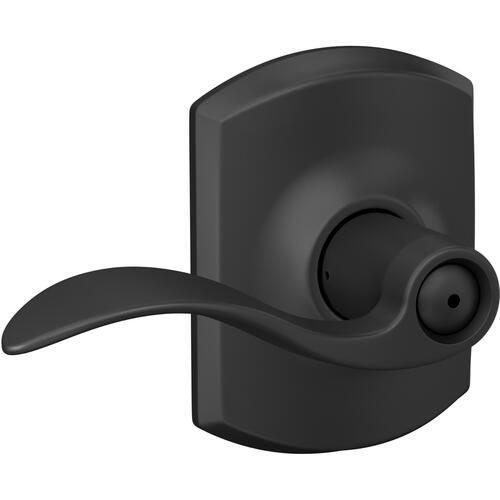 Accent Lever with Greenwich Rose Privacy Lock with 16080 Latch and 10027 Strike Matte Black Finish