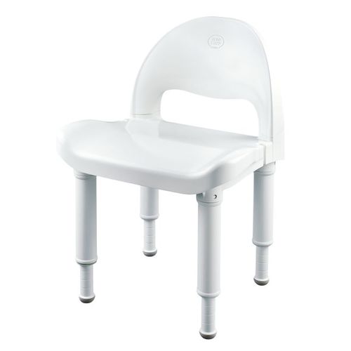 Tool Free Shower Chair with Snap In Assembly Glacier White Finish