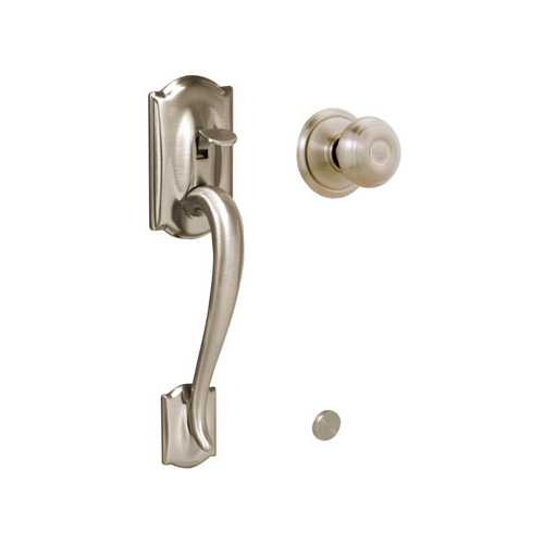 Camelot with Georgian Knob Bottom Half Handleset with 16080 Latch and 10063 Strike Satin Nickel Finish