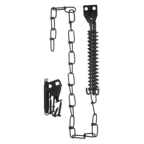 Wright Products V11BL Spring & Chain Door Retainer Galvanized Black Steel Galvanized