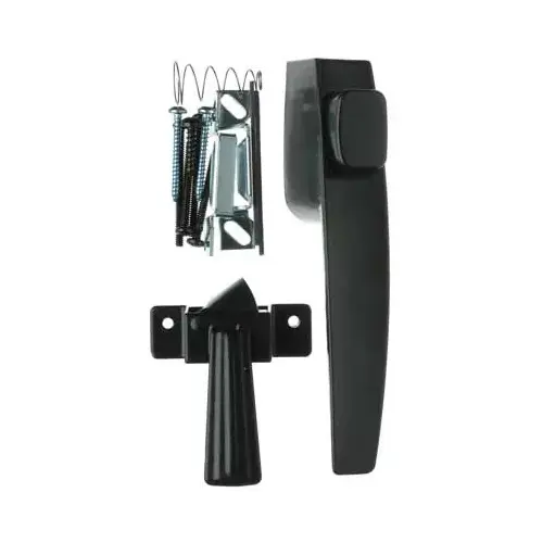 Push Button Door Latch, Out Swinging, Black