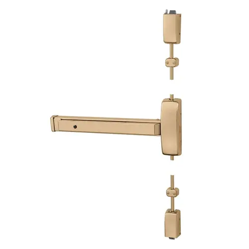 Grade 1 Surface Vertical Rod Exit Device, Wide Stile Pushpad, 32" Device, 120" Door Height, Device to Accept Electrified Trim Function, E Non-Keyed Electric Lever, Fail Safe, Hex Key Dogging, Less Lexan Push Pad Touchbar, Bright Bronze Clear Coated Finish, Left Hand Reverse