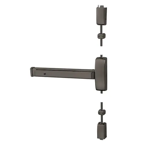 Grade 1 Surface Vertical Rod Exit Device, Wide Stile Pushpad, 32" Device, 120" Door Height, Device to Accept Electrified Trim Function, F Non-Keyed Electric Lever, Fail Secure, Hex Key Dogging, Less Lexan Push Pad Touchbar, Oxidized Satin Bronze Relieved Clear Coated Finish, Left Hand Reverse