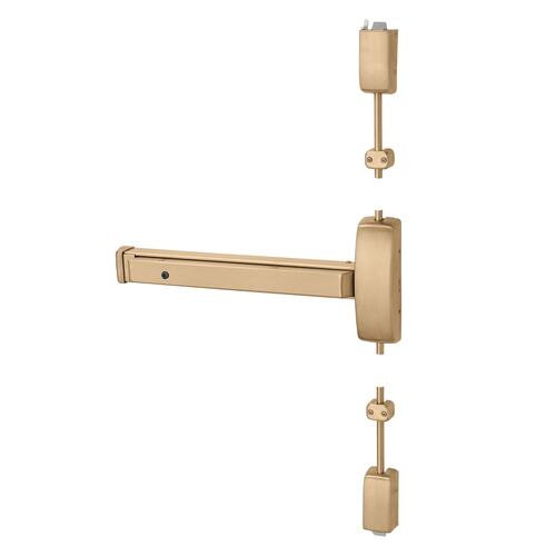 Grade 1 Surface Vertical Rod Exit Device, Wide Stile Pushpad, 32" Device, 120" Door Height, Storeroom Function, P Freewheeling/Vandal Resistant Lever, Hex Key Dogging, Less Lexan Push Pad Touchbar, Satin Bronze Clear Coated Finish, Left Hand Reverse