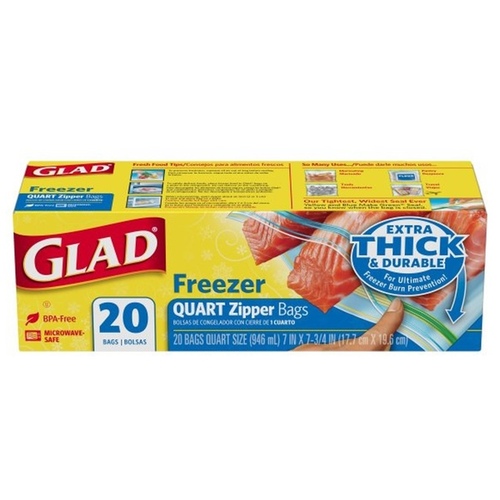 Glad Reclosable Storage Bag - Quart pack of 20