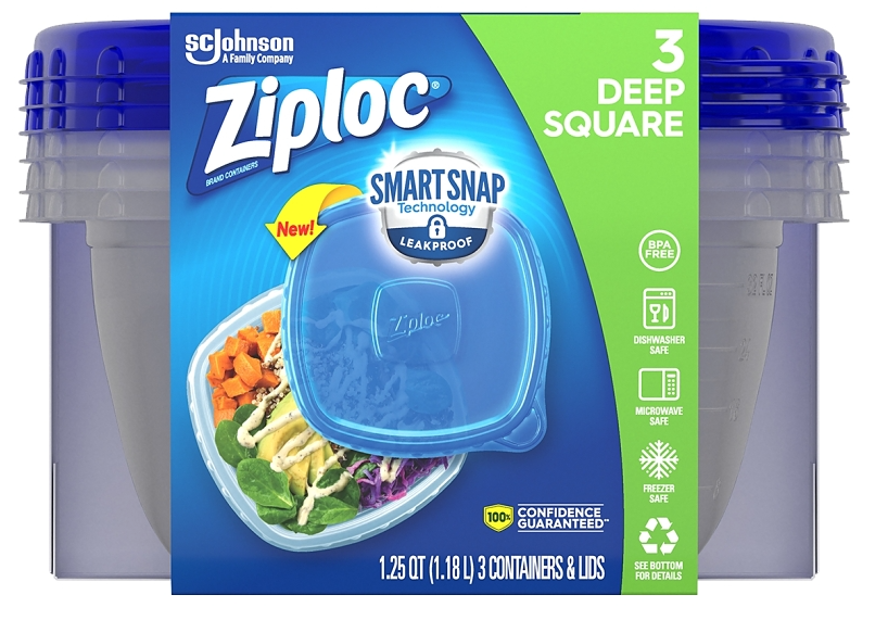 ZIPLOC 70937 70937 Food Storage Container, 32 oz Capacity, Plastic, Clear, 6-1/8 in L, 6-1/8 in W, 3-3/8 in H - pack of 3