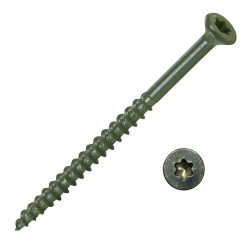 Screw - Exterior 3" 9-Gauge Star-T25 Buglehead Course-Thread Epoxy Coated Green 1-lbs