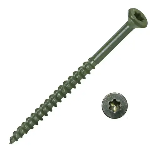 Screw - Exterior 2" 8-Gauge Star-T20 Buglehead Course-Thread Epoxy Coated Green 5-lbs