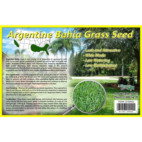 Bahia Seed Processors 13700022 Bahia Argentine Grass Seed 5-lbs