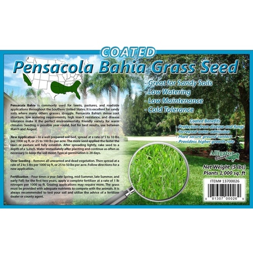 Coated Bahia Pensacola Grass Seed 5-LBS