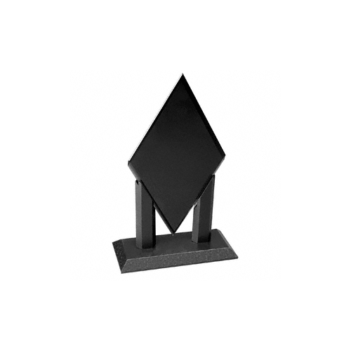 7" x 12" Mayfair Diamond 3/8" Black GlassTrophy With Black Stone Granite Posts and 4" x 9" Base