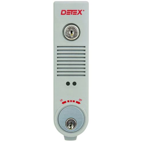 DETEX EAX300GRY Surface Mount Battery Powered 100DB Door Prop Alarm with Internal Magnetic Door Contacts and Gray Box Gray Finish