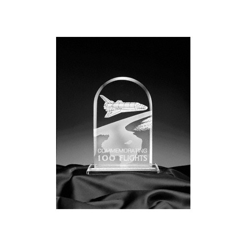 7-1/2" x 5" Arch Bevelled Trophy 1/2" Clear Glass