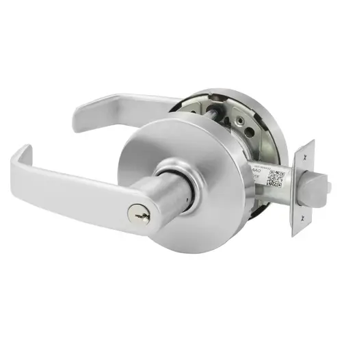 Grade 1 Classroom Cylindrical Lock, L Lever, Conventional Cylinder, Satin Chrome Finish, Not Handed