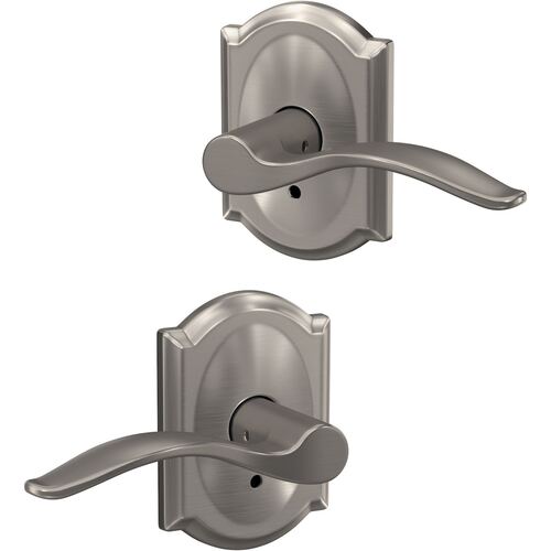 Pennant Lever with Camelot Rose Non Turning Dummy Lock Satin Nickel Finish