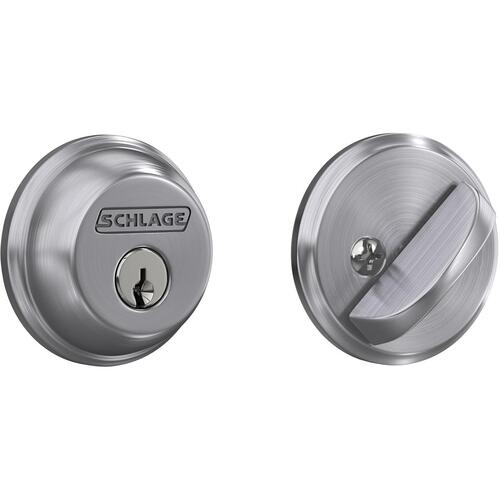 Fire Rated Single Cylinder Deadbolt C Keyway with 12397 Latch and 10116 Strike Satin Chrome Finish