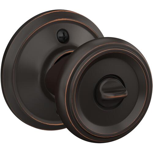 Offerman Knob with Alden Rose Keyed Entry Lock C Keyway with 16086 Latch 10027 Strike Aged Bronze Finish