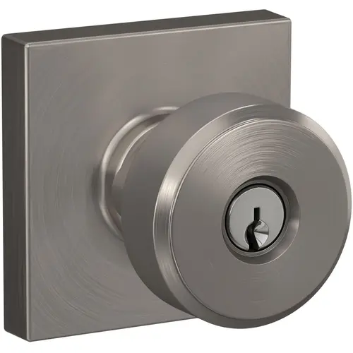 Swanson Knob with Collins Rose Keyed Entry Lock C Keyway with 16086 Latch and 10027 Strike Satin Nickel Finish