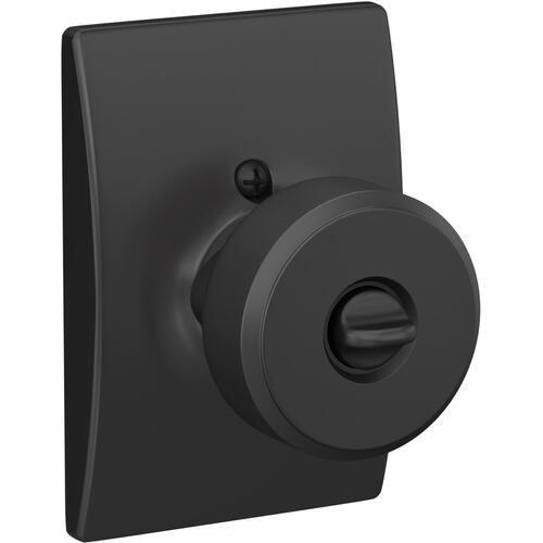 Swanson Knob with Century Rose Keyed Entry Lock C Keyway with 16086 Latch and 10027 Strike Matte Black Finish