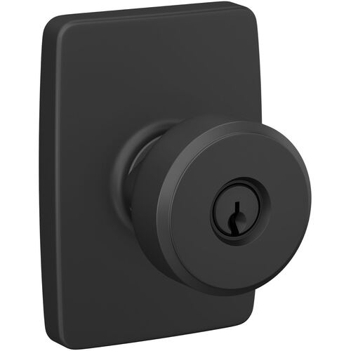 Swanson Knob with Greene Rose Keyed Entry Lock C Keyway with 16086 Latch and 10027 Strike Matte Black Finish