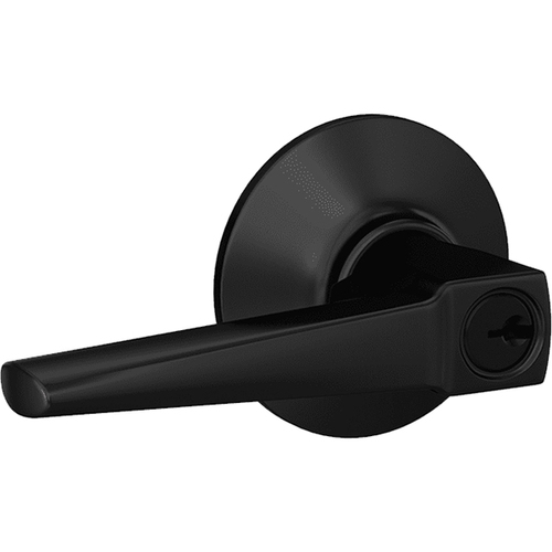 Eller Lever with Kinsler Rose Keyed Entry Lock C Keyway with 16086 Latch and 10027 Strike Matte Black Finish