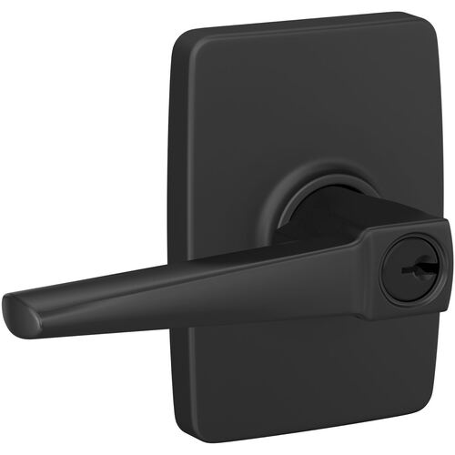 Eller Lever with Greene Rose Keyed Entry Lock C Keyway with 16086 Latch and 10027 Strike Matte Black Finish