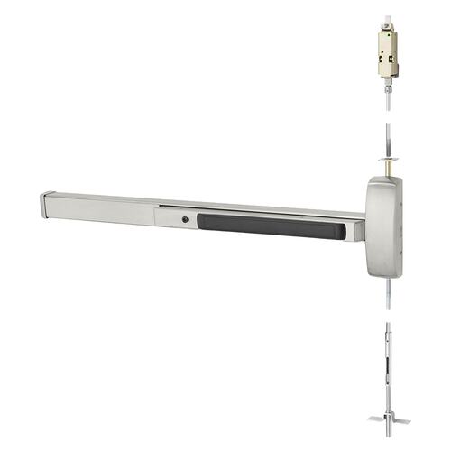 Concealed Vertical Rod Exit Device Satin Stainless Steel