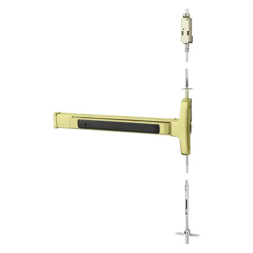 Concealed Vertical Rod Exit Device Bright Brass