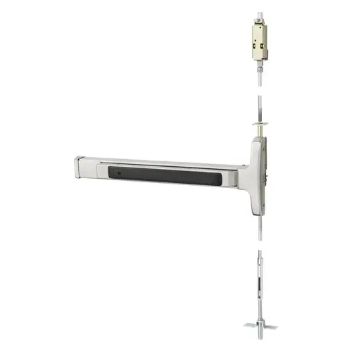 Concealed Vertical Rod Exit Device Bright Stainless Steel