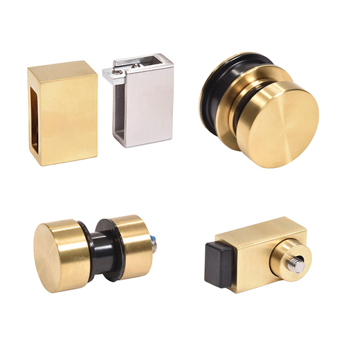 CRL CAVHDWKSB Satin Brass Stainless Steel Replacement Rollers, Fixed Panels, Wall Bracket & Stopper for Cavoli Sliding Shower Door System