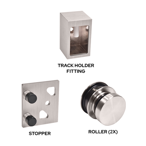 CRL BRXHDWKBS Brushed Stainless Steel Replacement Rollers, Wall Bracket & Stopper for Brixen Sliding Shower Door System